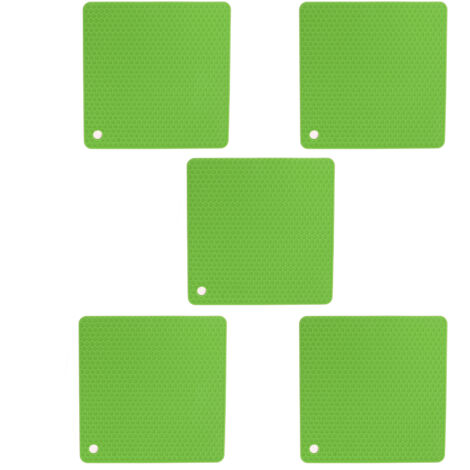 5pcs Silicone Pot Holders Mat Heat Resistant Anti Slip Square Honeycomb Trivet Mat Hot Pads for Kitchen Counter Green (1/5)