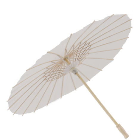 Kids Paper Parasol Bamboo and Paper Chinese Style Elegant White DIY Paper Umbrellas for Decoration 58cm/22.8in (1/5)