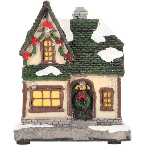 Christmas Village House Vintage Exquisite Landscaping LED Lighted Christmas House for Home Decor Presents Type B (1/5)