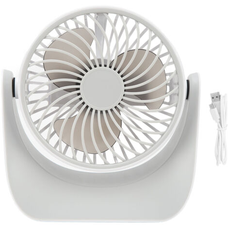 USB Desk Fan 3 Speed Modes Stable Base Rotatable Head USB Charge Small Desk Fan for Family Office School (1/5)
