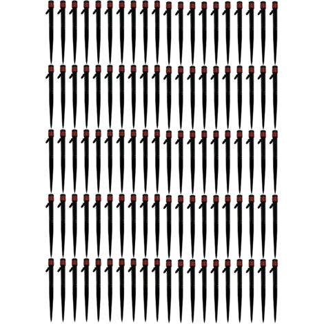 100pcs Drip Emitters 360 Degree Adjustable Water Flow Drippers Sprayer for Patio Lawn Bed Watering System 13cm / 5.1in Red (1/5)