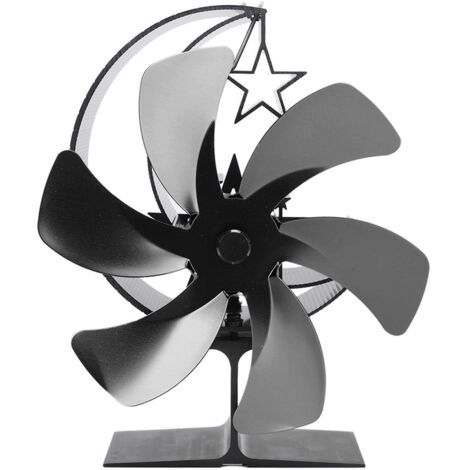 Stove Fan 6 Blades Fireplace Fan Heat Powered Fast Wind Circulation Half Moon Pattern Thermoeletric Fan for Log Burner Black (1/5)