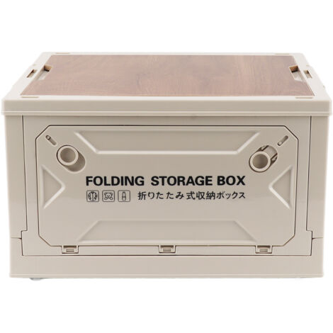 Collapsible Camping Storage Box Pulley Design Waterproof 5 Sides Opening Camping Folding Storage Bins for Car Outdoor White (1/5)