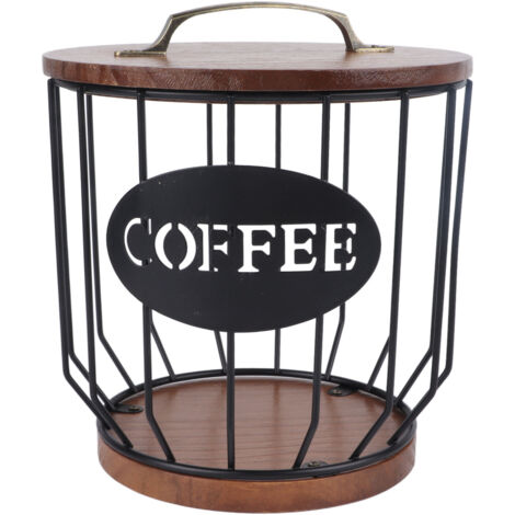 Rustic Coffee Filter Holder with Lid Coffee Filter Storage Container Coffee Pod Holder for Counter Coffee Bar Accessories Decor 0291 C Black (1/5)