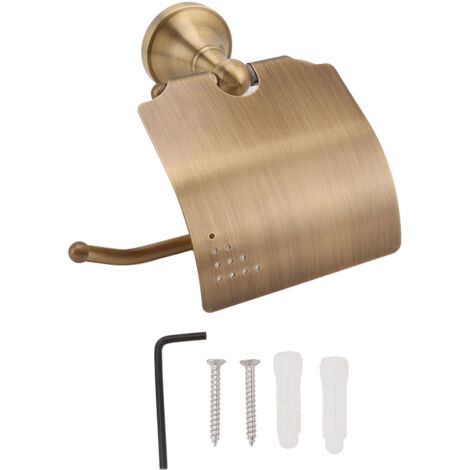 Toilet Paper Holder Wall Mounted Copper Vintage Style Ample Space Scratch Resistant for Washroom Bathroom (1/5)