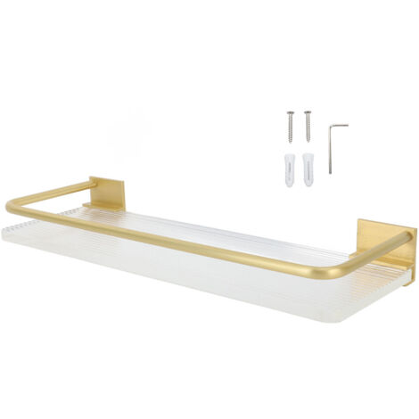 30cm Bathroom Wall Mounted Shelf Space Aluminum Acrylic Towel Rack Bathroom Storage Rack Gold (1/5)