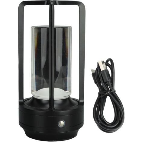 Cordless Table Lamp 3 Colors Stepless Dimming LED Table Lamp Rechargeable Touch Lamp Bedside Nightstand Lamp Black (1/5)