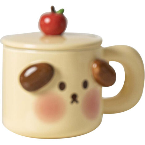 Cartoon Coffee Mug with Spoon Lid Cute Lovely Animal Shape Milk Cup Mug for Office School Bear Type (1/5)