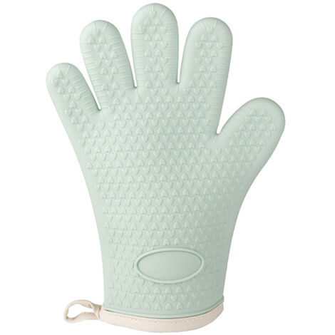 Thickened Silicone Anti Scalding Oven Glove Heat Resistant Silicone Cooking Glove for Microwave Oven Toaster Mint Green (1/5)