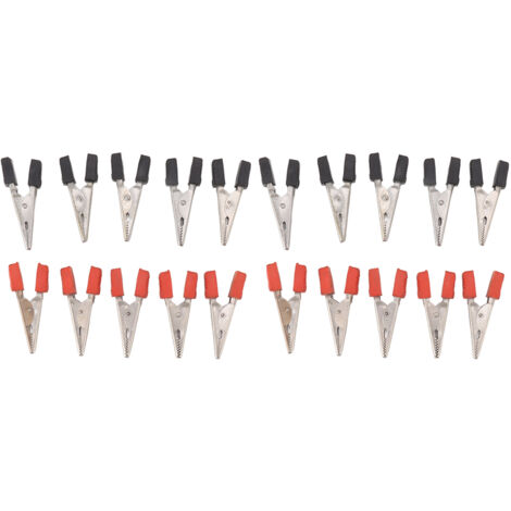 20 Pcs Crocodile Clip Red and Black 1cm Opening Electrical Test Clamp Stainless Steel Battery Cable Clips (1/5)