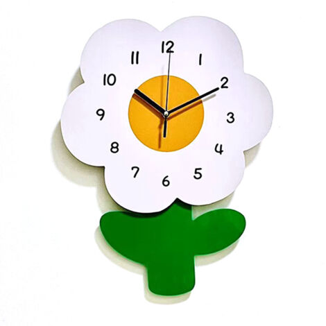 Flower Shaped Wall Clocks for Kids Cartoon Cute Exquisite Silent Wall Clock for Living Rooms Offices 20x30cm/7.9x11.8in (1/5)