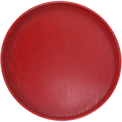 Tea Tray Wooden Wine Red Round Tea Plate Green Tea Baking Serving Plate for Home Tea House 27cm / 10.63in (1/5)