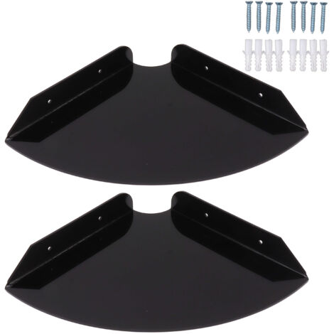 2pcs Wall Mount Floating Corner Shelves Quarter Round Hanging Corner Shelves for Bedrooms Living Rooms Shower Room Black (1/5)