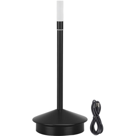 Cordless Candle Lamp USB Type C LED 2000mAh Rechargeable Candle Shaped Portable Desk Lamp for Restaurant Dinner Table Black (1/5)