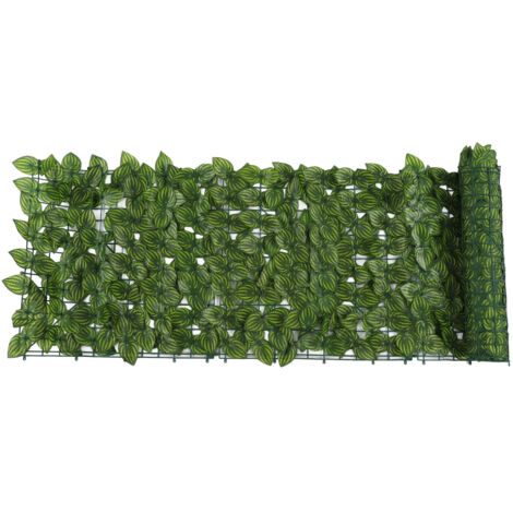 Faux Leaf Hedge Simulation Prevent Leaves Falling Off Decorative Artificial Fence Screen for Balcony Courtyard Color Printed Watermelon Leaf 0.5x3 Meters (1/5)