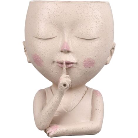 Face Flower Pot Head Planter Pot Cute Resin Succulent Planter with Drainage Hole Closed Eyes Large Opening for Indoor Outdoor (1/5)