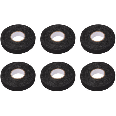 6pcs Cloth Tape Black Noise Damping Heat Proof Shock Absorbing Wear Proof Flame Retardant 19mmx25m Wire Harness Wrapping Tape for Car Engine (1/5)