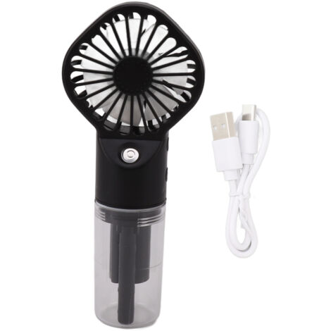 Portable Handheld Misting Fan USB Rechargeable Water Spray Mist Fan with 4 Gear Speed Black (1/5)