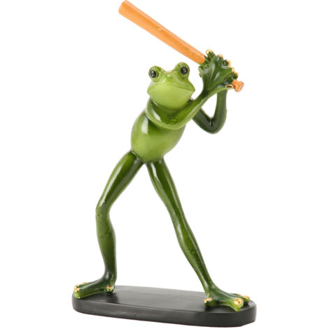 Frog Statue Resin Sports Frog Figurine Decor Sculpture Statue Crafts for Outdoor Garden Patio Lawn Bonsai Porch Play Baseball (1/5)
