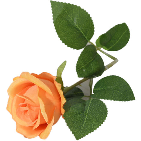 Simulated Silk Flowers Roses Home Living Room Simulation Flowers Decorative Ornaments Artificial Single Silk Flowers Roses Orange (1/5)