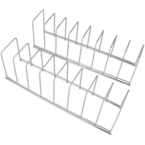 2Pcs Pot Lid Organizer Kitchen Stainless Steel Drainer Commodity Shelf Tabletop Bowl Dish Storage Rack (1/5)