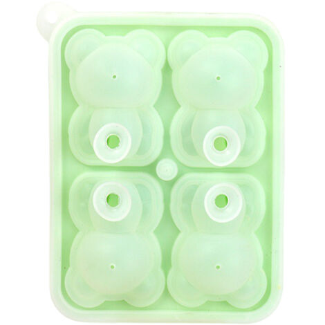 Little Bear Shape Ice Mold 4 Grids Silicone Ice Block Mould for Making Ice Cream Cake Candle Green (1/5)