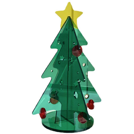 Acrylic Christmas Tree DIY Kit Mini Simple Installation Desktop Christmas Tree for Gift Decoration M 145x195mm (1/5)