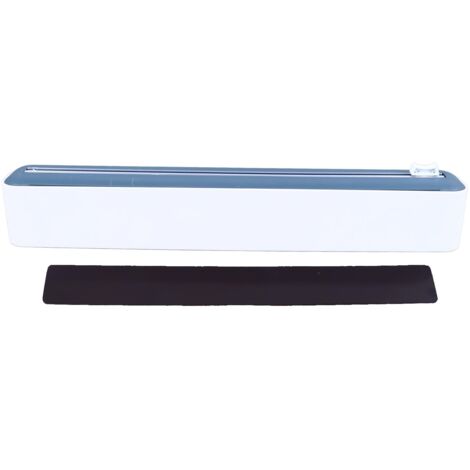 Reusable Cling Film Dispenser Magnetic Refillable Plastic Wrap Dispenser with Cutter Magnetic Stripe White Blue (1/5)