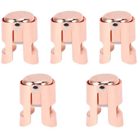 5Pcs Champagne Bottle Stopper Stainless Steel Champagne Sealer Plug Reusable Wine Saver for Wine Bottles Sparkling Bottles Rose Gold (1/5)