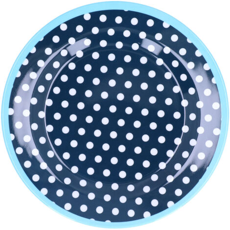 9in Imitation Porcelain Dinner Plate Decorative Reusable Snack Plate Lightweight Tableware for Cakes FruitDark Blue Dot (1/5)