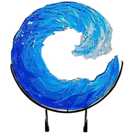 Ocean Wave Sculpture Blue Wave Ornaments Ocean Art for Desktop Decoration (1/5)