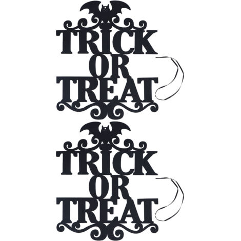 2Set Non Woven Fabric Halloween Hanging Sign Trick Or Treat Hanger for Front Door Party (1/5)