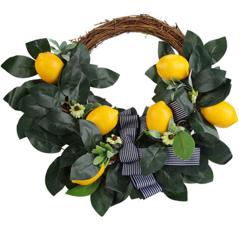 Artificial Lemon Daisy Flower Wreath Door Hanging Garland for Theme Party Stage Decoration (1/5)