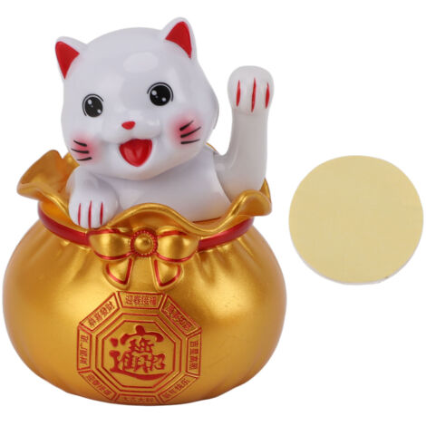 Solar Powered Lucky Cat Lucky Wealth Welcoming Cat Car Decor Desktop Cash Register Opening Decoration Big Eye Gold (1/5)