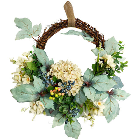 Artificial Hydrangea Wreath Spring Decorative Door Hanging Wall Wreath for Home Door (1/5)