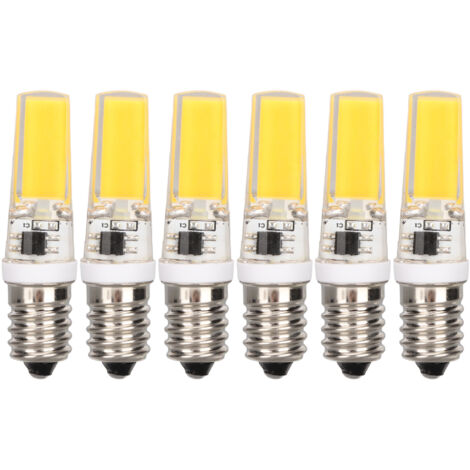 6PCS E14 COB Lamp Bulb Mini 360 Degree Lighting Heat Sinking Silicone Anti Glare for Chandelier Ceiling Light Warm White Light 3000K