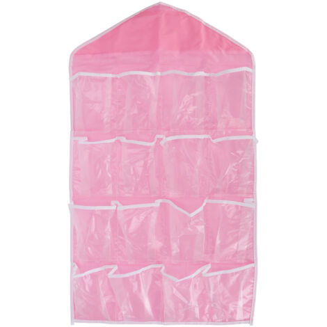 Wall Closet Hanging Organizers Over The Door Storage Bag Polyester Hanging Shelves Pocket for Bedroom Living RoomPink (1/5)