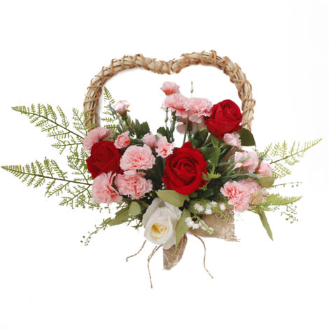 Spring Tulips Red Roses Carnations Love Wreaths Wall Hanging Door Decoration Valentine's Day Mother's Day Gift