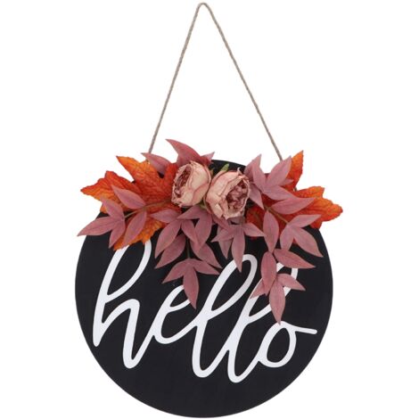 Thanksgiving Wreath Wooden Sign Door Hanging Welcome Sign Wreath Listing Home DecorationMaple Flower