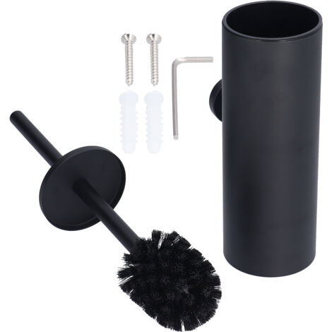 Toilet Brush with Holder Stainless Steel Long Handle Toilet Bowl Brush Soft Toilet Brush Toilet Cleaning Brush SetBlack (1/5)