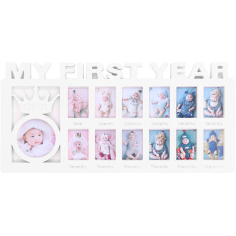 Newborn Photo Frame Durable Polished 12 Small Picture Frames Record Baby's Monthly Growth Baby Photo Frame for GiftWhite (1/5)