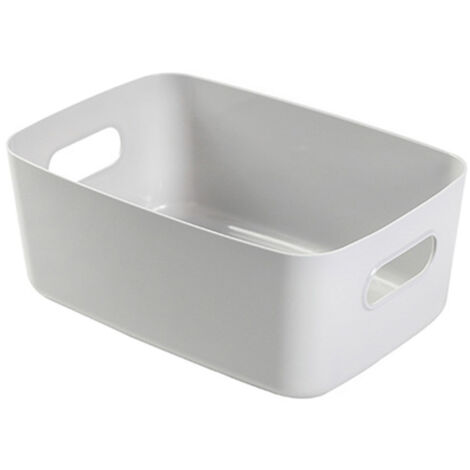 Desktop Storage Basket PP Cosmetic Storages Box Desktops Sundries Organizer with Handle for HouseholdLarge Gray (1/2)