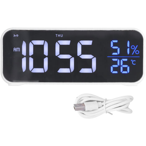 Digital Alarm Clock LED Digital Music Alarm Clock USB Charging Electronic Clock Temperature Display for Home (1/5)