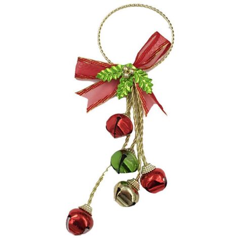 Christmas Ornaments with Bow Christmas Metal Bell Hanging Pendant Xmas Tree Door Hanger (1/5)