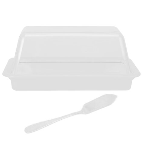 Rectangular Butter Cutting Box with Lid Portable Butter Storage Box for Home KitchenWhite (1/5)