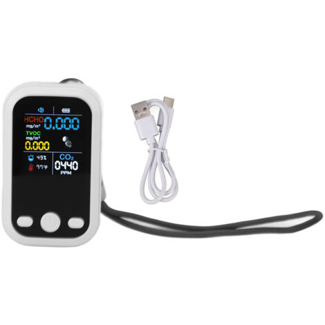 5 in 1 Air Quality Monitor Multifunctional Smart Portable CO2 Humidity Temperature Detector for Indoor Home White (1/5)