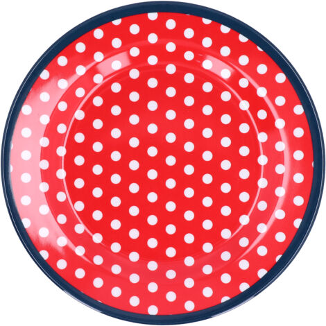9in Imitation Porcelain Dinner Plate Decorative Reusable Snack Plate Lightweight Tableware for Cakes FruitRed Dot (1/5)