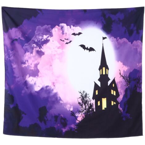 Halloween Castle Pattern Tapestry Wall Hanging Carpet Photography Background Home Party Decoration200x150cm / 78.7x59.1in (1/5)