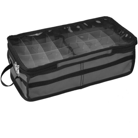 Christmas Ornament Storage Box Under Bed 64 Cell partition 600D Oxford PVC transparent window Black 61x30.5x15cm (1/5)