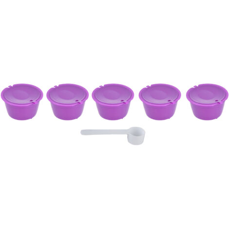 5Pcs 50ml Coffee Capsule Reusable Coffee Filter Cup with Spoon for DOLCE GUSTO Coffee MachinePurple (1/5)